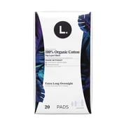 L. Ultra Thin Pads, Organic Cotton Top Layer, Extra Long Overnight, 20 Count