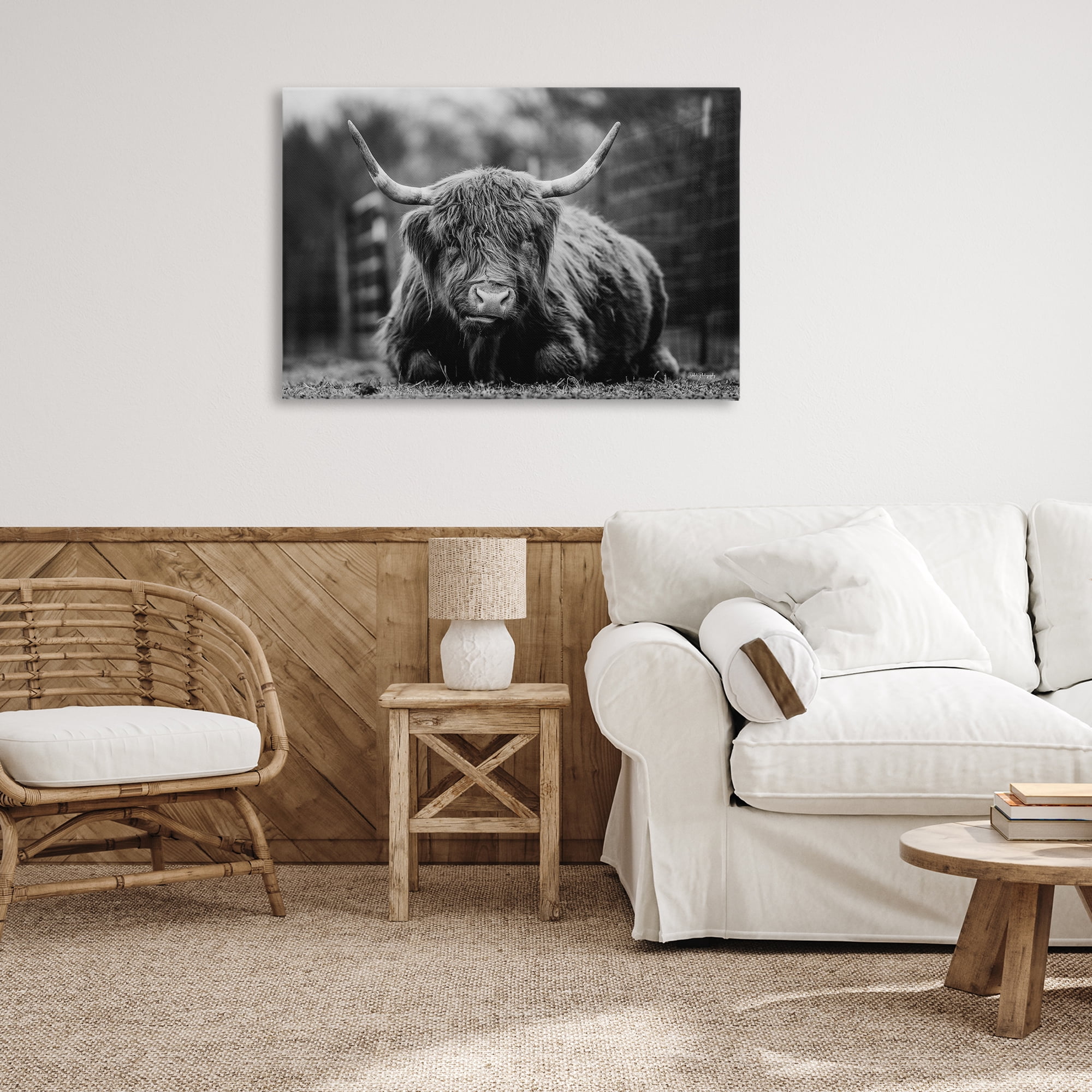 Stupell Industries Cattle Laying in Grass Animals & Insects Photography Gallery Wrapped Canvas Art Print Wall Art, 36 x 24