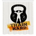 thumbnail image 3 of Ambesonne Fitness Shower Curtain, Aged Kettlebell Athlete, 69"Wx84"L, Orange Black White, 3 of 3