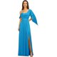 thumbnail image 1 of Vestidos de dama de honor con tirantes finos personalizados, volantes y hombros descubiertos, vestidos de noche formales largos de gasa fruncidos con abertura lateral, 1 of 5