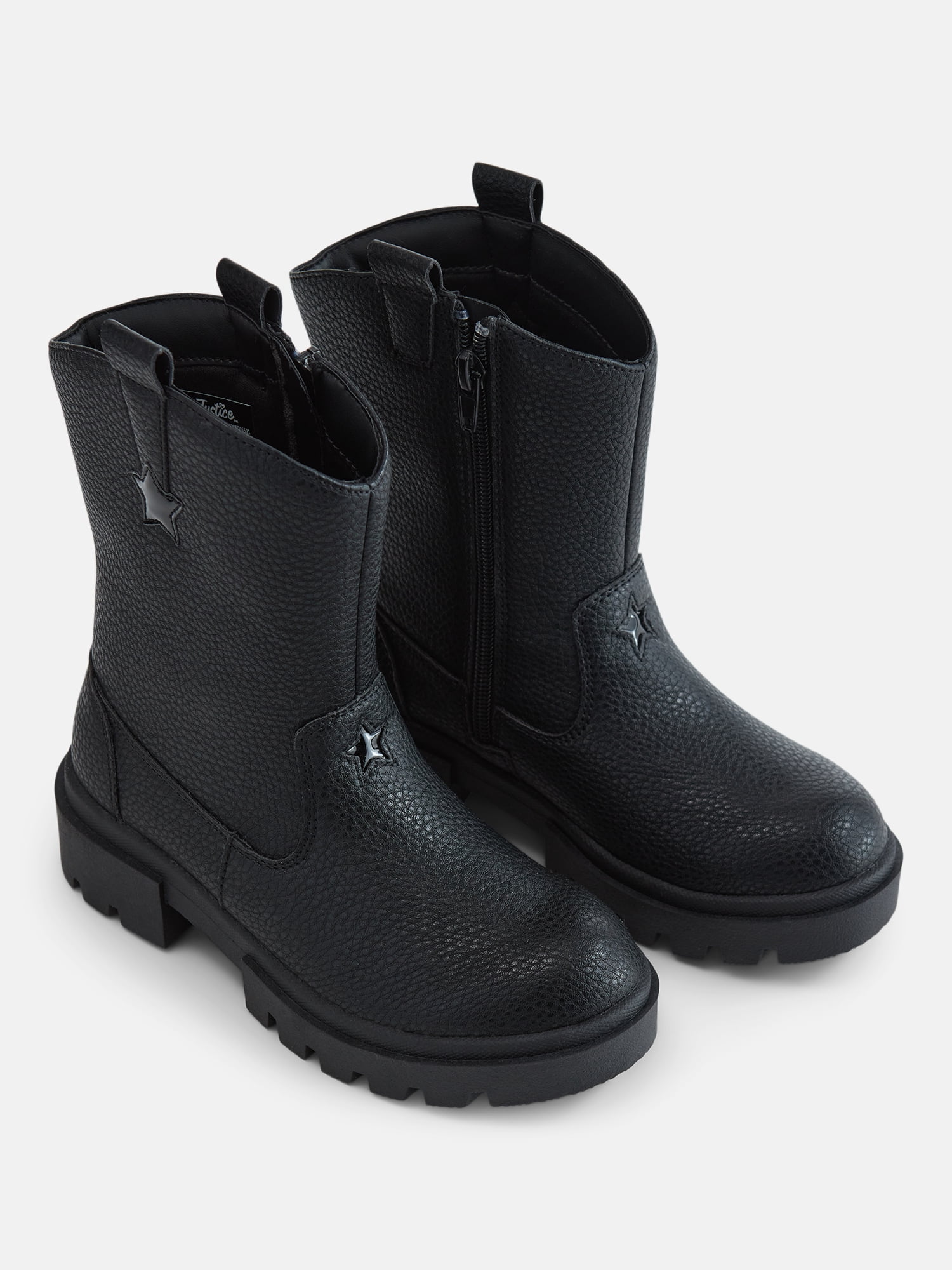 Justice Little and Big Girls' Faux Leather Moto Boots
