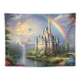 thumbnail image 5 of ONETECH  Fantasy Castle Tapestry Wall Hanging Colorful Rainbow Forest Fairytale Fairy Tale Tapestries for Kids Children Girls Bedroom Aesthetic Living Room Dorm Party, 5 of 7