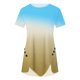 thumbnail image 4 of Pntutb Mujeres Plus Tamaño Botón Impreso Cuello Redondo Manga Corta Irregular Camiseta Blusa tops Pntutb Pntutb-1823, 4 of 5