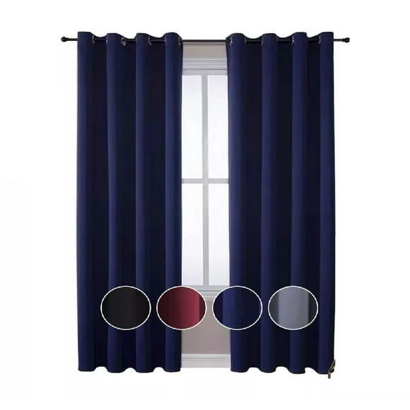 Cortinas Blackout Recamaras Económicas Largas 275x241cm,2pzs Color Azul