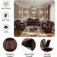 thumbnail image 4 of PonLiving Leather Power Recliner Sofa Set LED Lights USB Chargers Burgundy Leather Living Room Furniture Set SOFA+LOVESEAT+CHAIR, 4 of 6