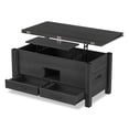 thumbnail image 3 of Lift Top Coffee Table, 39.4" Multi-Function Convertible Coffee Table with 4 Storage Drawers & Hidden Compartment, Wood Center Table for Living Room, Dining Room, Home Office, Black, 3 of 7