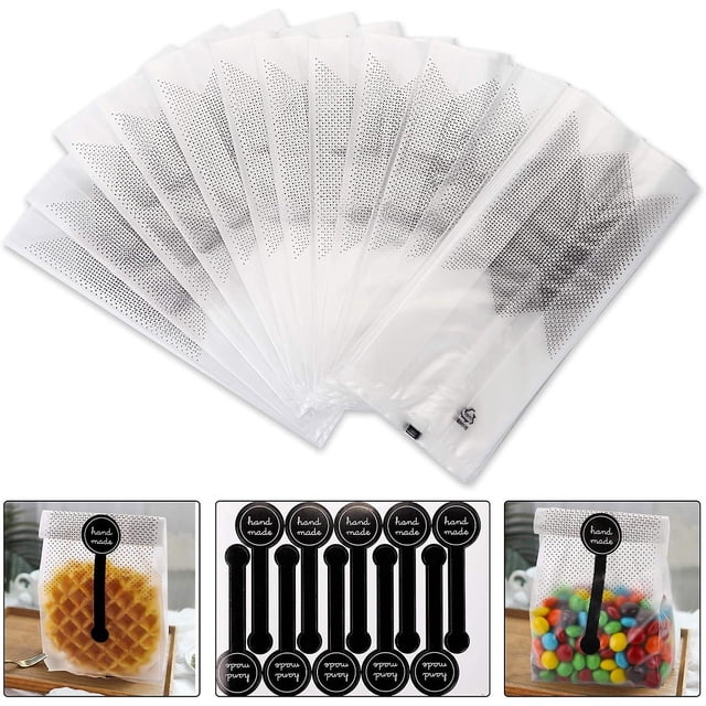 Paquete de 200 bolsas de plástico translúcidas para golosinas, bolsas para envolver galletas de panadería, pasteles, chocolates, dulces de Halloween, 9*22,5 cm