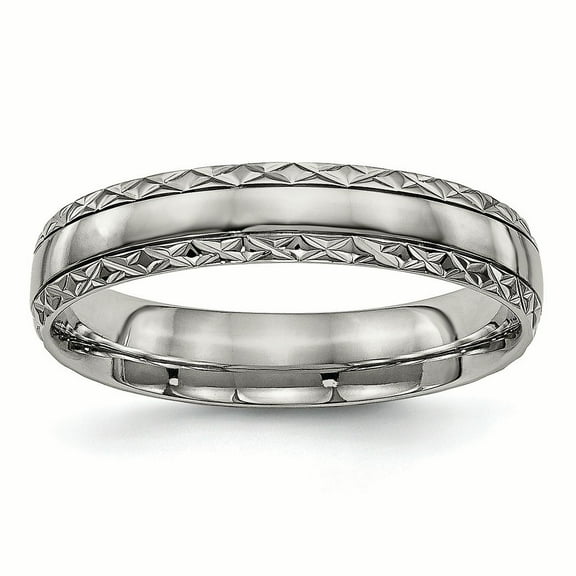 Primal Steel Titanium Grooved 5mm Criss Cross Design Band