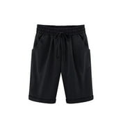 Women Elastic Waist Bermuda Shorts Plus Size Short Trouser Pocket Cropped Sport