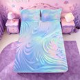 thumbnail image 5 of meiyoeat Blue Swirl Background Bed Sheets,Iridescent Abstract Print Full Size Sheets For Girl,4pcs,1 Flat Sheet,1 Fitted Sheet and 2 Pillowcases, 5 of 6