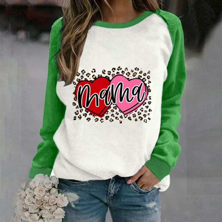 HAPIMO Savings Valentine's Day Shirts for Women Couples Fashion Sweatshirt  Crewneck Pullover Womens Cozy Raglan Blouse Short Sleeve T-Shirt Classic  Valentine Graphic Print Tops Green M 