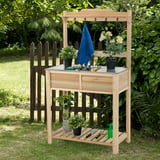 Costway Small Potting Bench Table Wooden Work Station For Outdoor ...