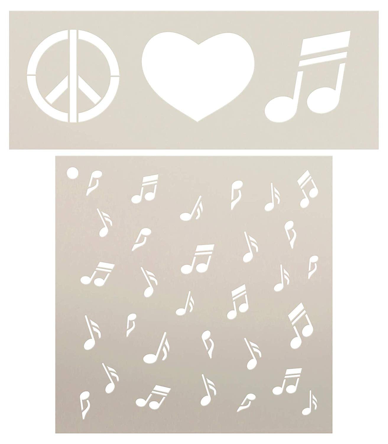 Love Heart Music Musical Note Mylar Airbrush Painting Wall Art Crafts Stencil 2 
