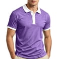 thumbnail image 3 of OIOLOYJM Golf Shirts for Men Summer Short Sleeve Mesh Contrast Collar Casual Quick Dry Lightweight Polo Shirts Trendy Business Athletic Collared Shirts Purple 5XL, 3 of 6
