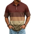 thumbnail image 3 of Havenx Men's Stripes Polo Shirts Short Sleeve 3-Button Shirt Collared Fast Dry Polos Shirt Casual Breathable Work Business Wear,Wine S, 3 of 6
