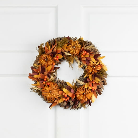 Northlight Mini Pumpkins and Berries Small Fall Harvest Wreath - 13" - Unlit