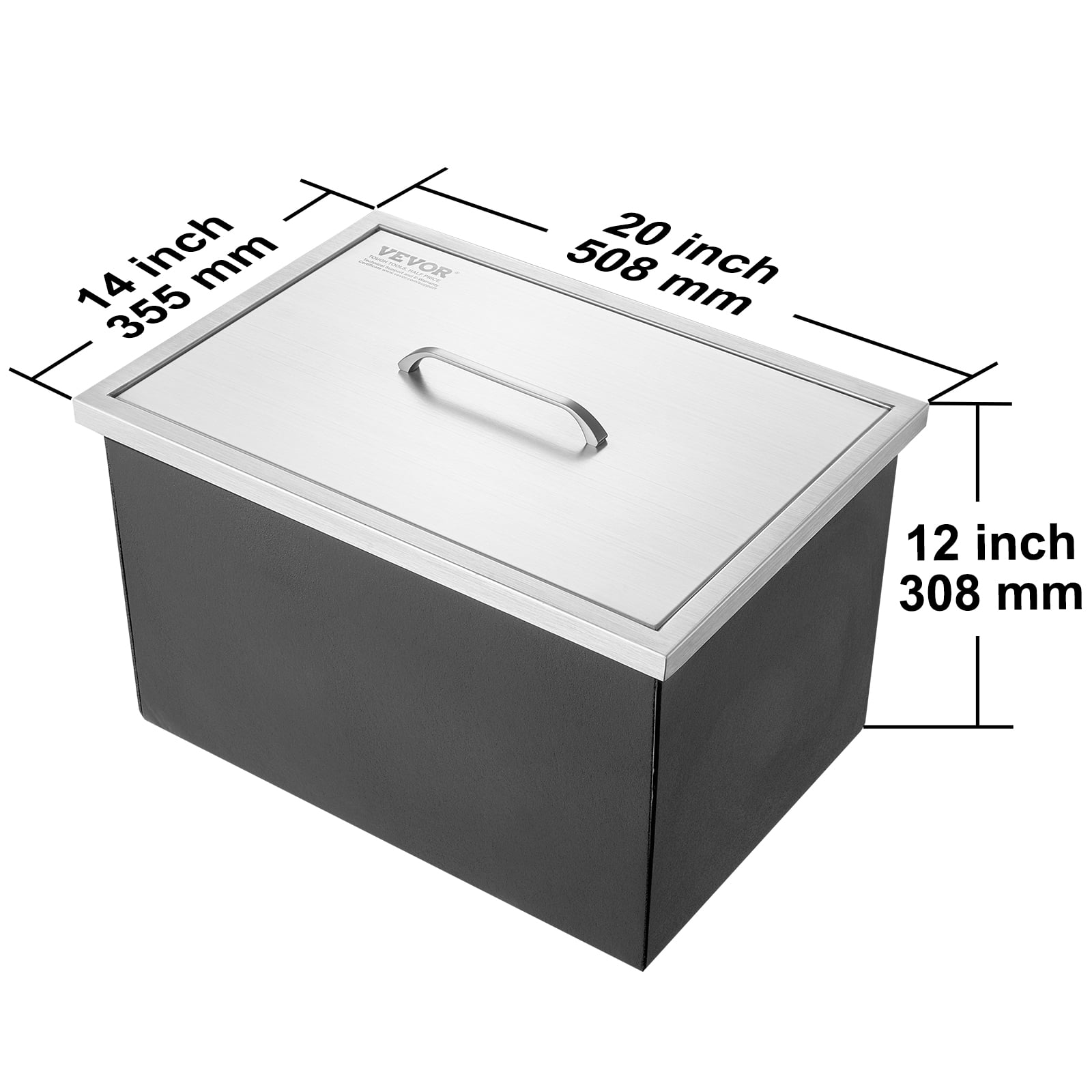 KFFKFF 20"x14"x12" Drop in Ice Chest Ice Cooler Ice Bin Stainless Steel w/Cover