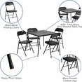 5 Piece Black Folding Game Room Card Table and Chair Set