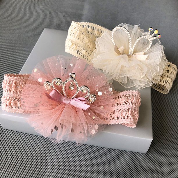 Infant Child Hair Band Three-dimensional Alloy Rhinestone Crown Headdress Baby Girl Mesh Elastic HeadbandDChina He Qiyong unisex