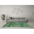 thumbnail image 3 of Ahgly Company Machine Washable Indoor Rectangle Abstract Turquoise Blue Modern Area Rugs, 7' x 9', 3 of 4