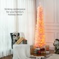 thumbnail image 3 of HOMCOM 7FT Pencil Artificial Christmas Tree with Colorful LED Lights Pink, 3 of 9