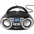 thumbnail image 1 of KLIM B3 Reproductor de CD portátil Boombox con radio FM, Bluetooth, USB, AUX y radio FM Altavoces duales, efectos de sonido EQ, 20 estaciones preestablecidas, compacto y liviano, 1 of 5