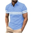 thumbnail image 3 of DDAPJ pyju Men's Quick Dry Polos Shirts Short Sleeve Striped Casual Summer Collared T Shirt Slim Fit Stretch Golf Shirts Lightning Sales of The Day Light Blue L, 3 of 6