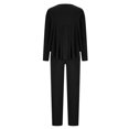 thumbnail image 3 of Usmixi Womens 2 Piece Outfits Womens Business Sets Fashion Irregular Cropped Pullover Tops and Mid Waist Suit Pants Lounge Sets Long Sleeve Shirt Casual Pocket Loungewear Sets on Sale, 3 of 5