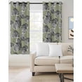thumbnail image 2 of Grey Leaves Blackout Curtains, Light Blocking Print Window Curtains, Vintage Abstract Art Botanical Sage Green Thermal Insulated Window Drapes for Living Room Kitchen Cafe 2 Panels, 84"W x 84"L, 2 of 9