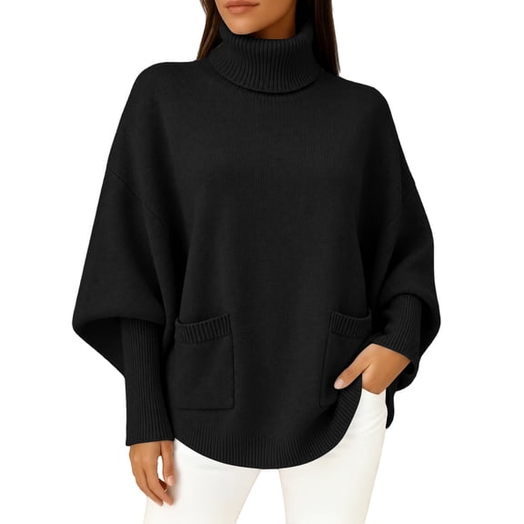 Womens Turtleneck Oversized Sweaters 2026 Fall Fashion Outfits | Batwing Sleeve, Cozy Knit, Cute Winter Clothing, Ladies Trendy Tunic