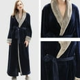 thumbnail image 4 of Manxivoo Robes for Women, Womens Robe Soft Bathrobe Fluffy Cute Long Coat Night Robe Bathrobe for Women Navy XL, 4 of 5