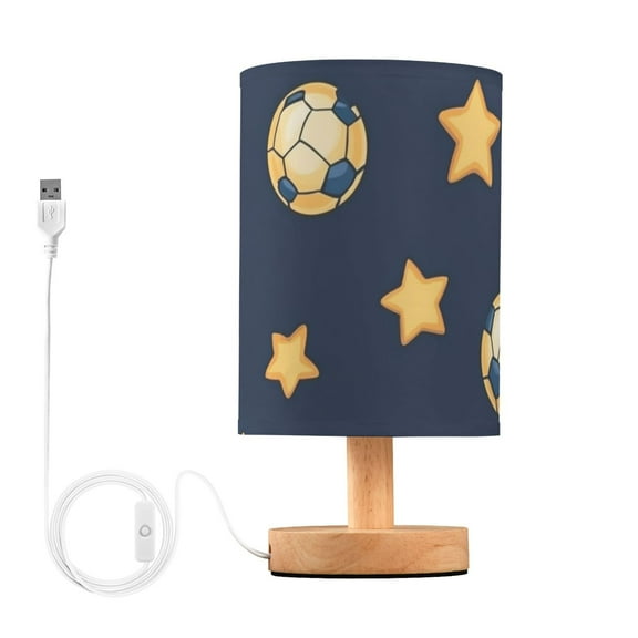 Soccer Balls with Stars Table Lamp with USB Port LED Warm Light Lamp Night Light Home Decor