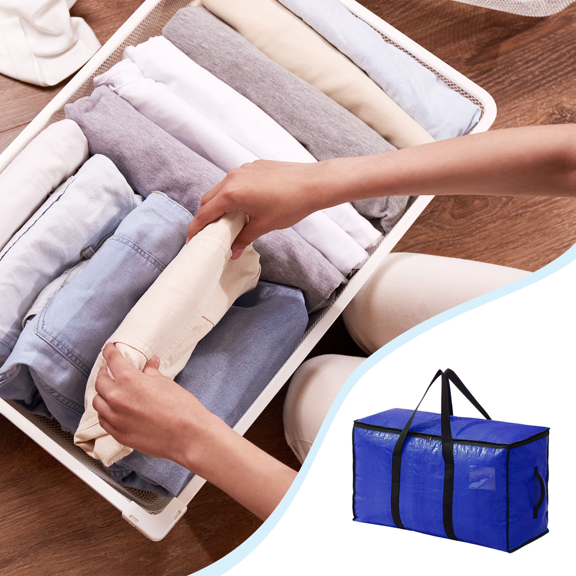 Unique Bargains Durable Storage Bag Storage Bins for Storaging 1Pc Blue Size S