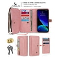 thumbnail image 5 of iPhone 11Pro 5.8 inch Wallet Case, Dteck 2 in 1 Leather Zipper Purse Multi-Function Tri-fold Wallet Case Detachable Magnetic Phone Cover with 14 Card Slots Money Pocket For iPhone 11 Pro,Pink, 5 of 11