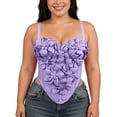thumbnail image 2 of POUNOO Womens Floral Corset Tops Slim Fit Spaghetti Strap 3D Floral Applique Casual Tops Party Style Bustiers Gift, 2 of 9