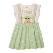 Star Wars The Mandalorian Baby Girls & Toddler Girls Pinafore Dress, 2-Piece Outfit Set, Sizes 12M-5T