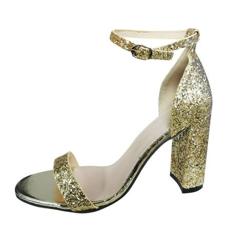 

Fsqjgq Coral Sandals for Women 2 in Heel Fashion Womens High Heels Breathable Lace Up Rhinestone Shoes Casual Sandals Supportive Sandals Women Gold 40
