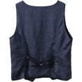 thumbnail image 3 of Amazhiyu Womens Pure Linen Sleeveless Button Down V Neck Crop Top Summer Vest Waistcoat, 3 of 6