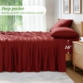 thumbnail image 4 of AiAngu Bamboo Twin XL Sheet Set, Luxury Soft 3 Pieces Bed Sheets with 18" Deep Pocket, Burgundy, 4 of 8