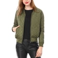 thumbnail image 1 of Chaqueta bomber acolchada con cremallera y mangas largas raglán para mujer con bolsillos Verde XL, 1 of 6