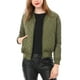thumbnail image 1 of Chaqueta bomber acolchada con cremallera y mangas largas raglán para mujer con bolsillos Verde XL, 1 of 6