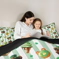 thumbnail image 4 of Feelyou Kawaii Bear Animal Twin Bedding Sets 7-Piece, Cartoon Lucky Shamrock Bedding Comforter Set, Green Stripes Abstract Reversible Sheet Sets, Breathable Home Decor, 4 of 7