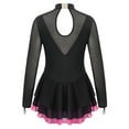 thumbnail image 4 of CHICTRY Kids Girls Shiny Rhinestone Long Sleeve Figure Ice Skating Leotard Dress Hot Pink 16, 4 of 7