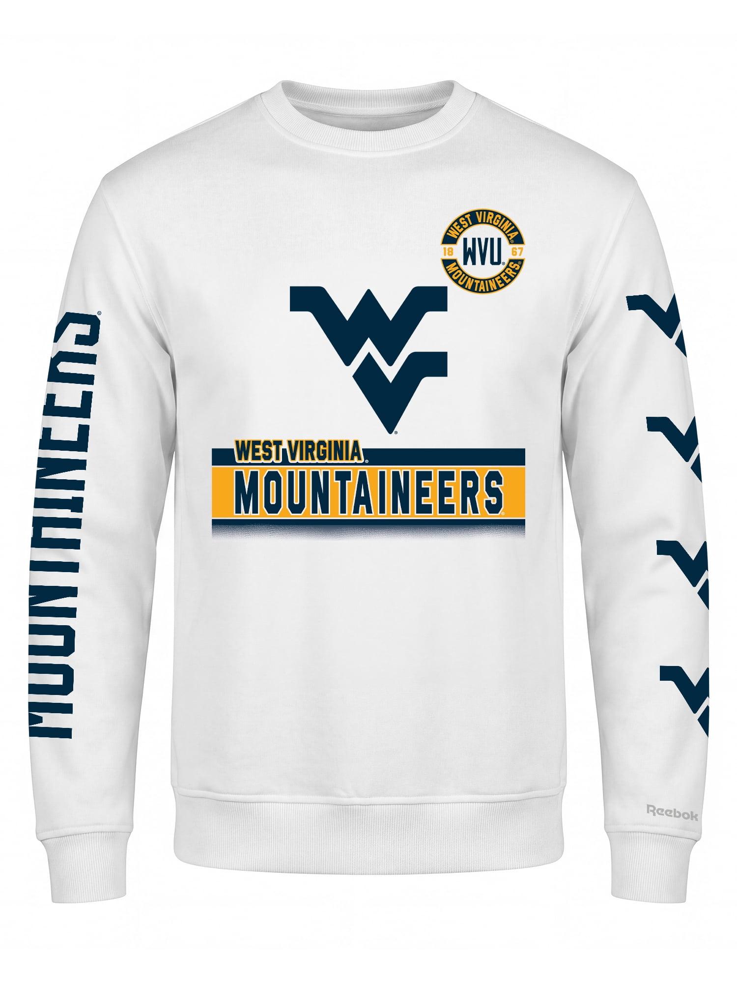 West Virginia Mountaineers Reebok Mens White Crew Sweatshirt