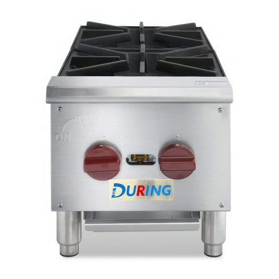 DURING D-HP12 12" Countertop Gas Range - 2 Burner Gas Stove with 50,000 BTU