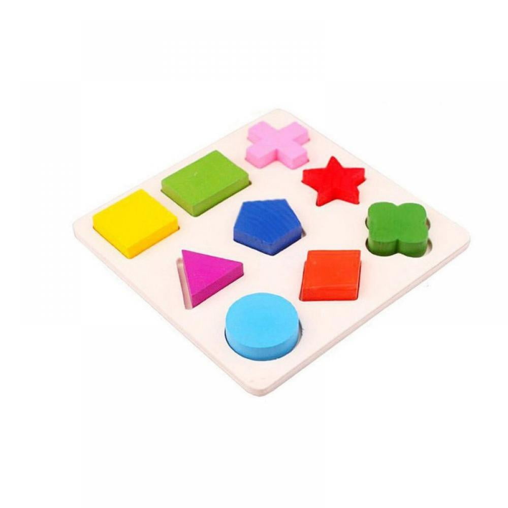 Shape Wood Puzzle Jigsaw Early Learning Baby Kids Educational Developmental Toys 