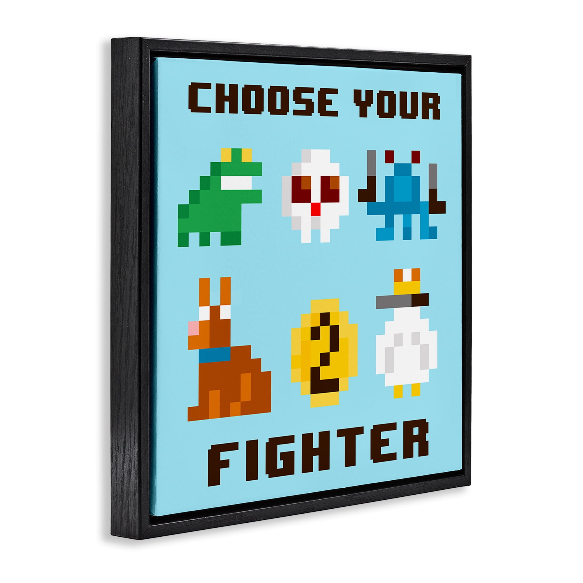 Stupell Industries Choose Gaming Fighter Entertainment Painting Black Floater Framed Canvas Art Print Wall Art, 18 x 18
