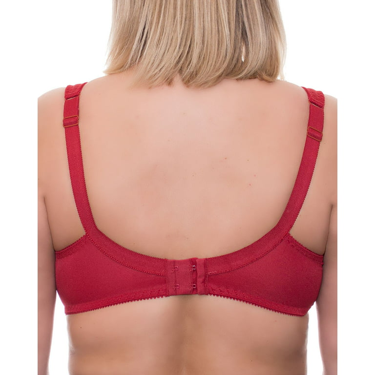 Wide Strap Bra Plus Size Full Coverage Underwire Support Panels 34 36 38 40  42 44 46 / C D E F G H I J ( 34J, Red)