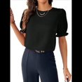 thumbnail image 2 of Blusa de de Corta , Elegante y con Cuello para Mujer, Blusa de Verano. Negro L, 2 of 8