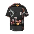 thumbnail image 2 of Vsdgher Butterfly with Fowers Print Men's Wrinkle Free Untucked Cuban Shirt Business Casual Button Down Shirts Short Sleeve Shirt, 2 of 7